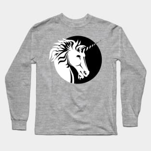 Unicorn Head - Black & White Long Sleeve T-Shirt